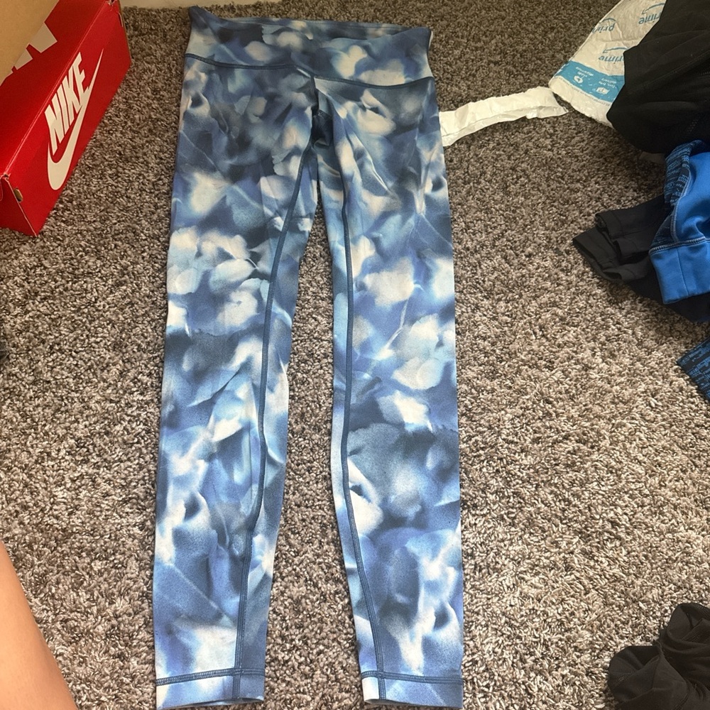 Lulu Blue and White Tie-Dye Leggings